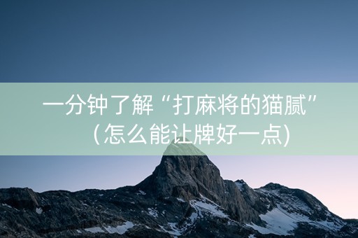 一分钟了解“打麻将的猫腻”（怎么能让牌好一点)
