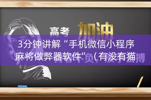 3分钟讲解“手机微信小程序麻将做弊器软件”（有没有猫腻)