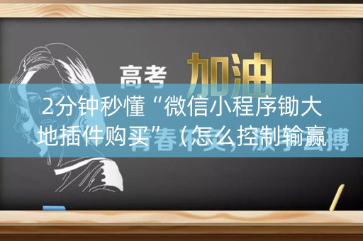 2分钟秒懂“微信小程序锄大地插件购买”（怎么控制输赢)