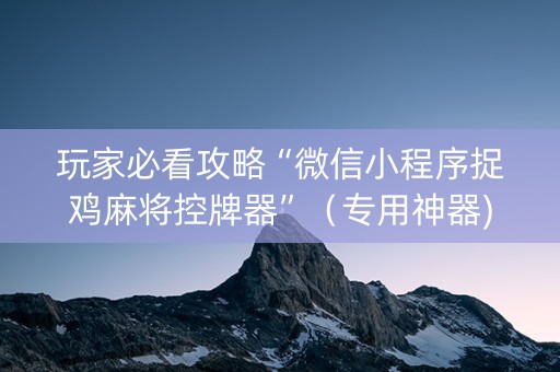 玩家必看攻略“微信小程序捉鸡麻将控牌器”（专用神器)