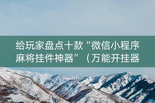 给玩家盘点十款“微信小程序麻将挂件神器”（万能开挂器)