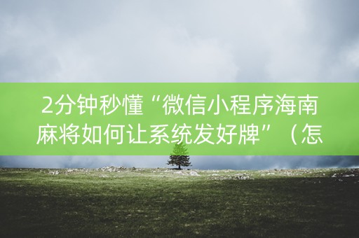 2分钟秒懂“微信小程序海南麻将如何让系统发好牌”（怎么设置能有好牌)