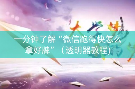 一分钟了解“微信跑得快怎么拿好牌”（透明器教程)