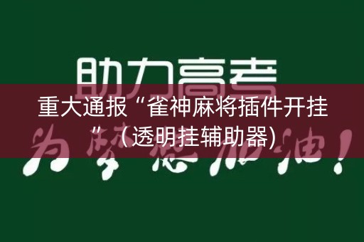 重大通报“雀神麻将插件开挂”（透明挂辅助器)