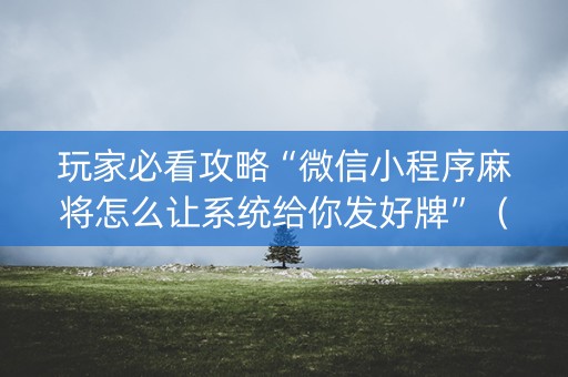 玩家必看攻略“微信小程序麻将怎么让系统给你发好牌”（提高胜率技巧)