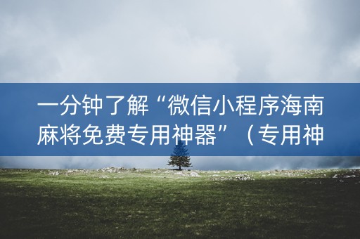 一分钟了解“微信小程序海南麻将免费专用神器”（专用神器)
