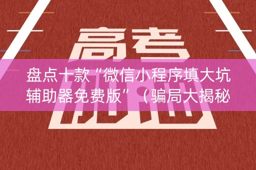 盘点十款“微信小程序填大坑辅助器免费版”（骗局大揭秘)