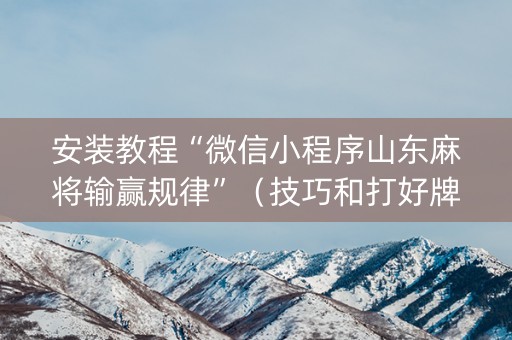 安装教程“微信小程序山东麻将输赢规律”（技巧和打好牌方法)