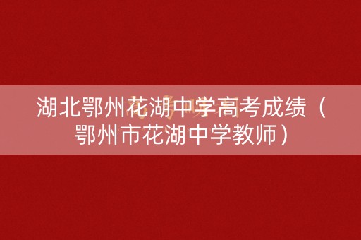 湖北鄂州花湖中学高考成绩（鄂州市花湖中学教师）