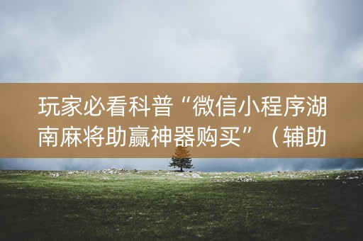玩家必看科普“微信小程序湖南麻将助赢神器购买”（辅助器下载)