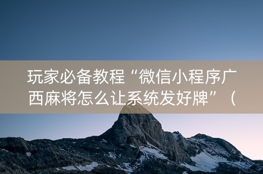 玩家必备教程“微信小程序广西麻将怎么让系统发好牌”（控牌器)