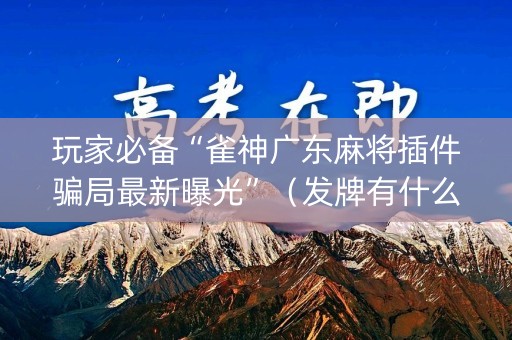 玩家必备“雀神广东麻将插件骗局最新曝光”（发牌有什么规律吗)