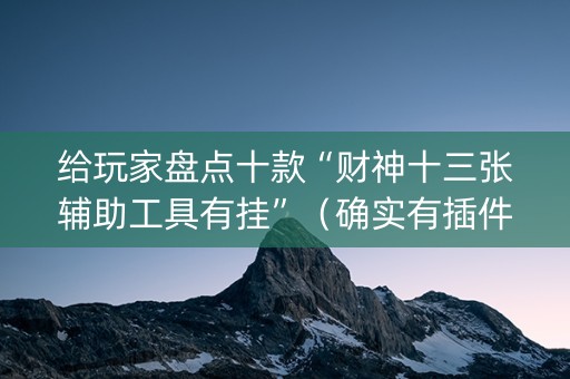 给玩家盘点十款“财神十三张辅助工具有挂”（确实有插件吗)