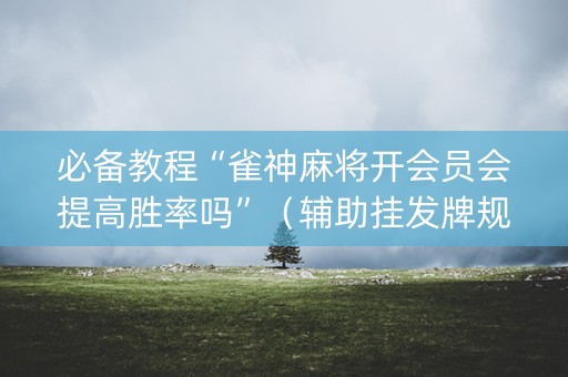 必备教程“雀神麻将开会员会提高胜率吗”（辅助挂发牌规律)