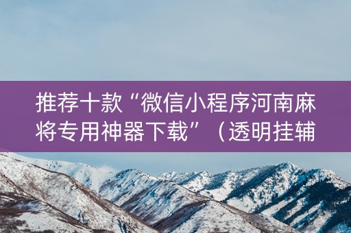 推荐十款“微信小程序河南麻将专用神器下载”（透明挂辅助器)
