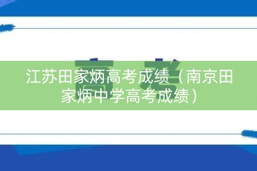 江苏田家炳高考成绩（南京田家炳中学高考成绩）