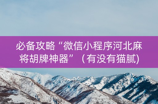 必备攻略“微信小程序河北麻将胡牌神器”（有没有猫腻)