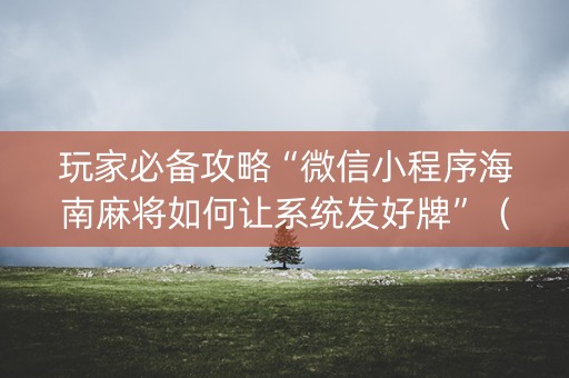 玩家必备攻略“微信小程序海南麻将如何让系统发好牌”（专用神器下载)