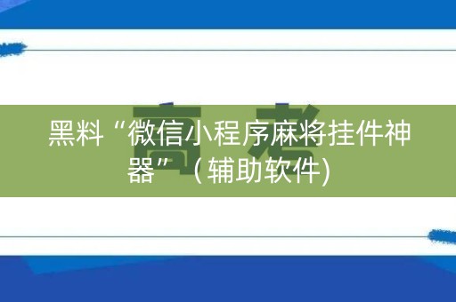 黑料“微信小程序麻将挂件神器”（辅助软件)