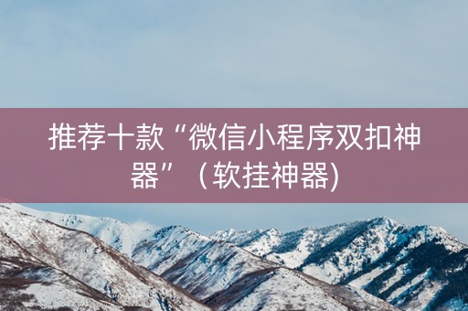 推荐十款“微信小程序双扣神器”（软挂神器)