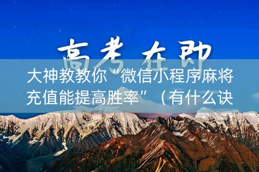大神教教你“微信小程序麻将充值能提高胜率”（有什么诀窍)