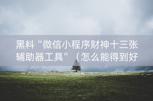 黑料“微信小程序财神十三张辅助器工具”（怎么能得到好牌)