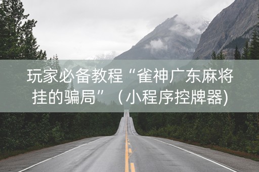 玩家必备教程“雀神广东麻将挂的骗局”（小程序控牌器)