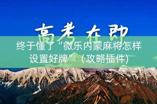 终于懂了“微乐内蒙麻将怎样设置好牌”（攻略插件)