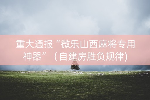 重大通报“微乐山西麻将专用神器”（自建房胜负规律)