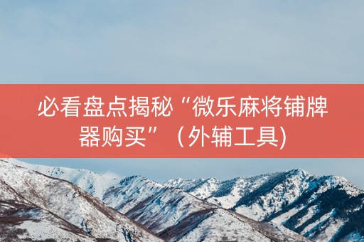 必看盘点揭秘“微乐麻将铺牌器购买”（外辅工具)