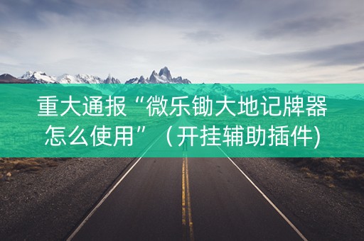 重大通报“微乐锄大地记牌器怎么使用”（开挂辅助插件)