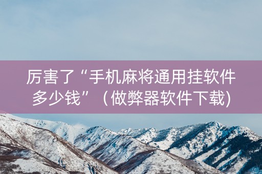 厉害了“手机麻将通用挂软件多少钱”（做弊器软件下载)
