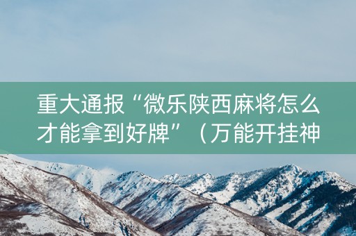 重大通报“微乐陕西麻将怎么才能拿到好牌”（万能开挂神器)