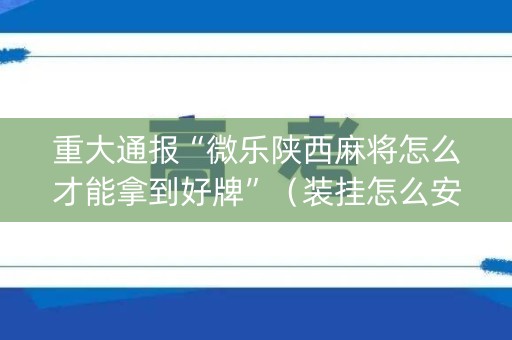 重大通报“微乐陕西麻将怎么才能拿到好牌”（装挂怎么安装)