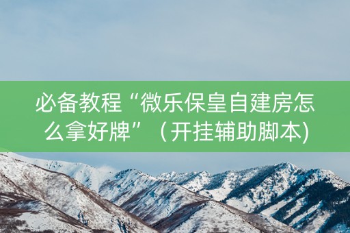 必备教程“微乐保皇自建房怎么拿好牌”（开挂辅助脚本)