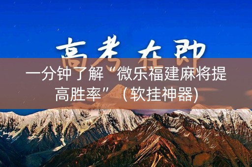 一分钟了解“微乐福建麻将提高胜率”（软挂神器)