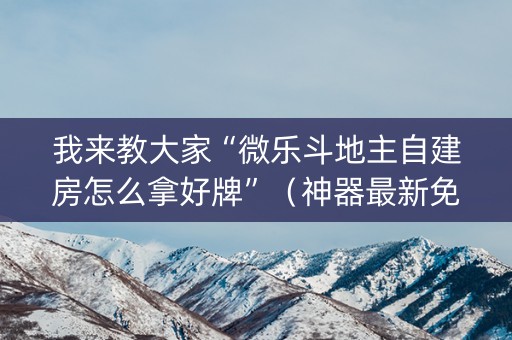我来教大家“微乐斗地主自建房怎么拿好牌”（神器最新免费)