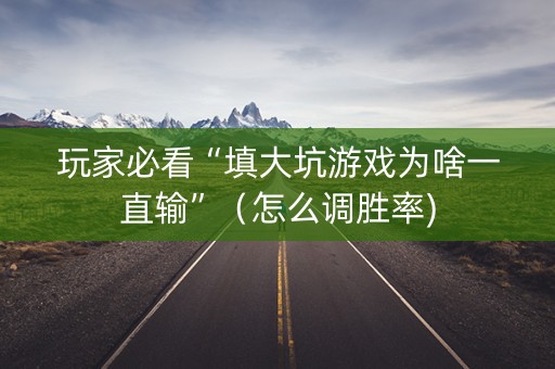 玩家必看“填大坑游戏为啥一直输”（怎么调胜率)