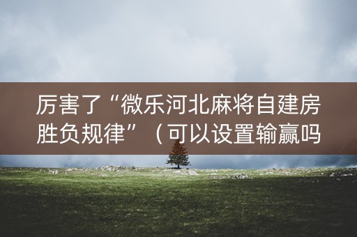厉害了“微乐河北麻将自建房胜负规律”（可以设置输赢吗)