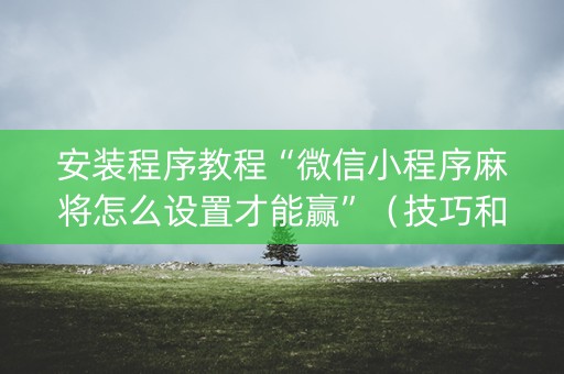 安装程序教程“微信小程序麻将怎么设置才能赢”（技巧和打好牌方法)
