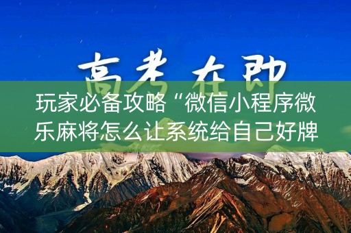 玩家必备攻略“微信小程序微乐麻将怎么让系统给自己好牌”（开挂辅助脚本)