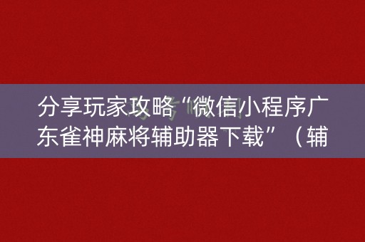 分享玩家攻略“微信小程序广东雀神麻将辅助器下载”（辅助器通用版)
