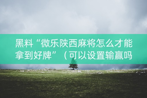 黑料“微乐陕西麻将怎么才能拿到好牌”（可以设置输赢吗)