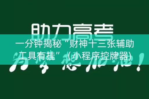 一分钟揭秘“财神十三张辅助工具有挂”（小程序控牌器)