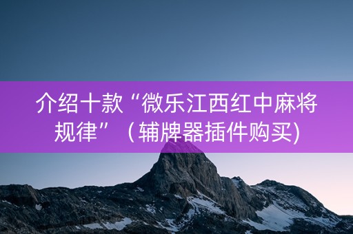 介绍十款“微乐江西红中麻将规律”（辅牌器插件购买)