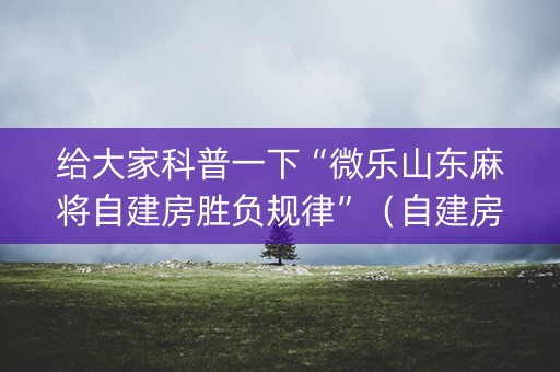 给大家科普一下“微乐山东麻将自建房胜负规律”（自建房怎么拿好牌)