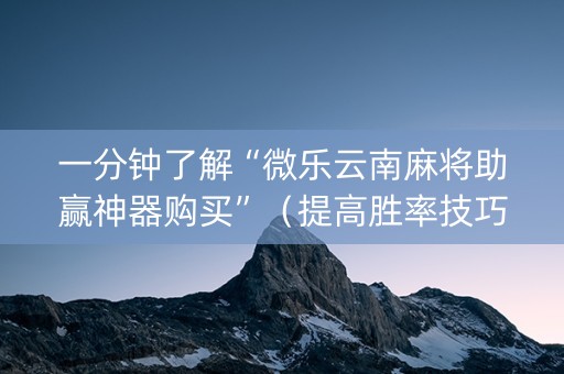一分钟了解“微乐云南麻将助赢神器购买”（提高胜率技巧)