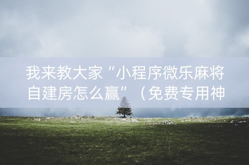我来教大家“小程序微乐麻将自建房怎么赢”（免费专用神器)