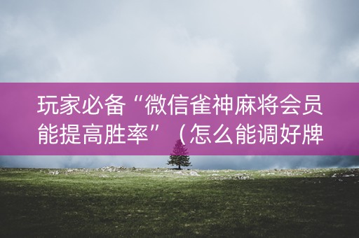 玩家必备“微信雀神麻将会员能提高胜率”（怎么能调好牌)