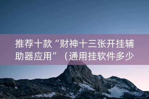 推荐十款“财神十三张开挂辅助器应用”（通用挂软件多少钱)